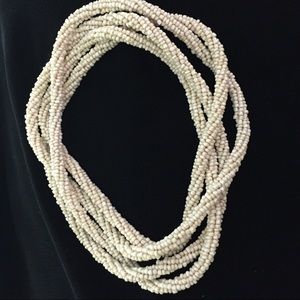 VTG  RARE White Seed Bead Long Pearl Like Necklace